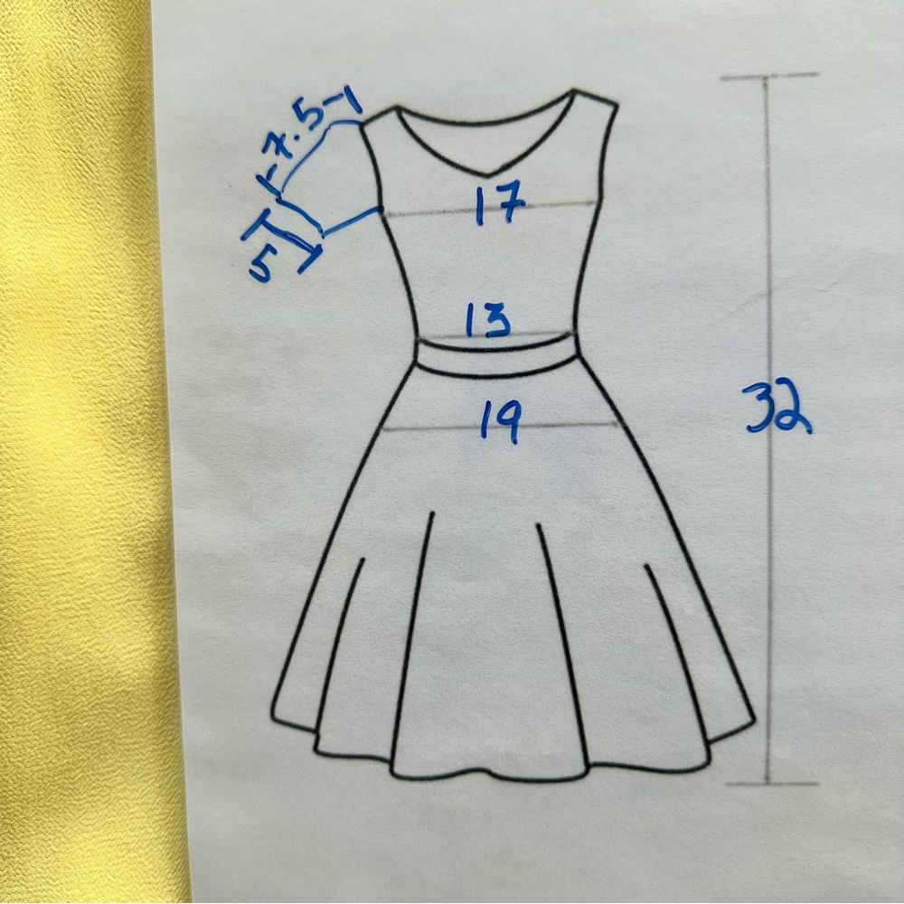 yellow, V-neck, short sleeve, min dress - Picture 10 of 11